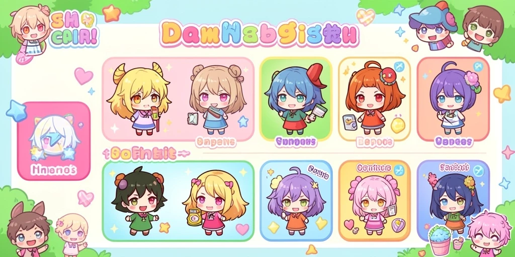 Screenshot karakter unik yang bisa dikustomisasi.